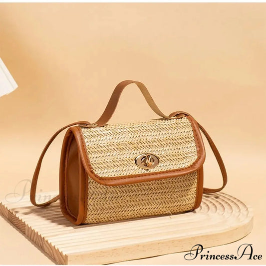 Woven Courier Straw Travel Tote Purse handbag-250126