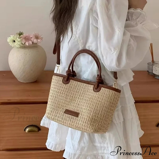 Woven Rattan Summery Crossbody Brown crossbody-250126