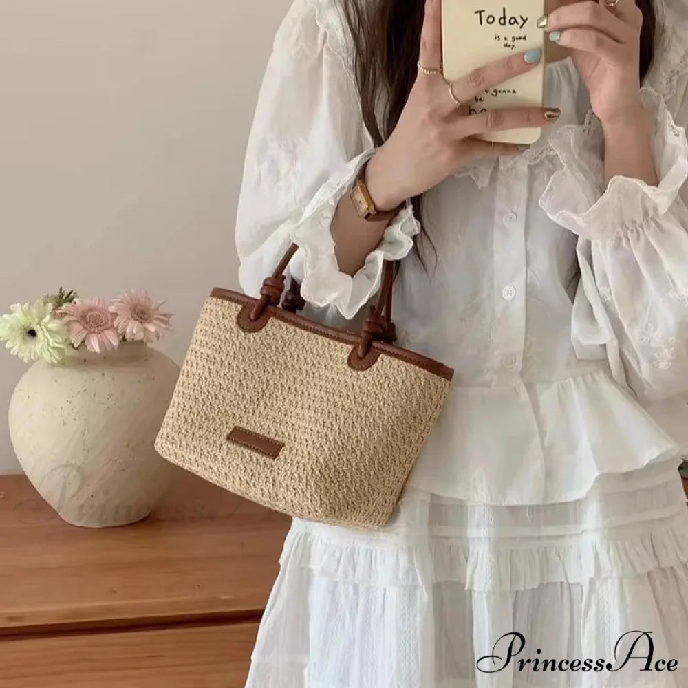 Woven Rattan Summery Crossbody Brown crossbody-250126