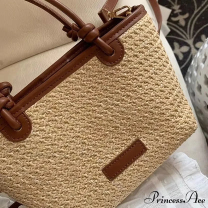 Woven Rattan Summery Crossbody Brown crossbody-250126