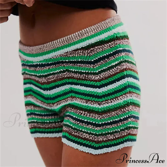 Woven Ripple Banded Mini Brief Green / S short-250223