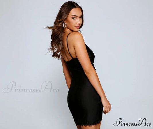 Wrapped In Lace Charming Asymmetrical Mini Dress