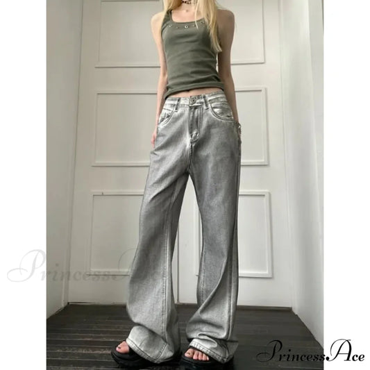 Y2K Antique Baggy Wide Leg Denim Trousers pants-241228
