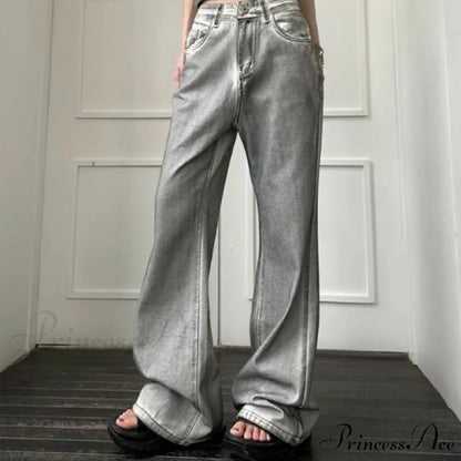 Y2K Antique Baggy Wide Leg Denim Trousers pants-241228