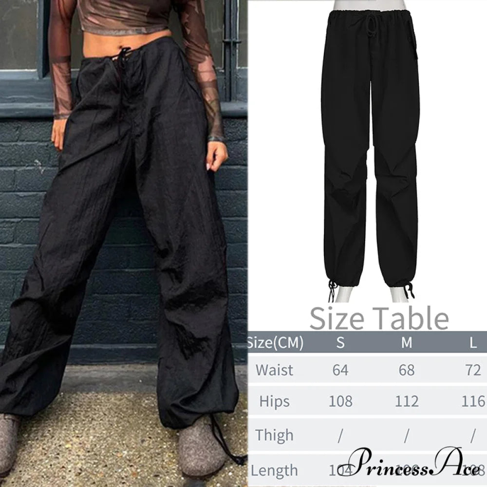 Y2K Baggy Streetwear Fairycore Cargo Pants Black / S