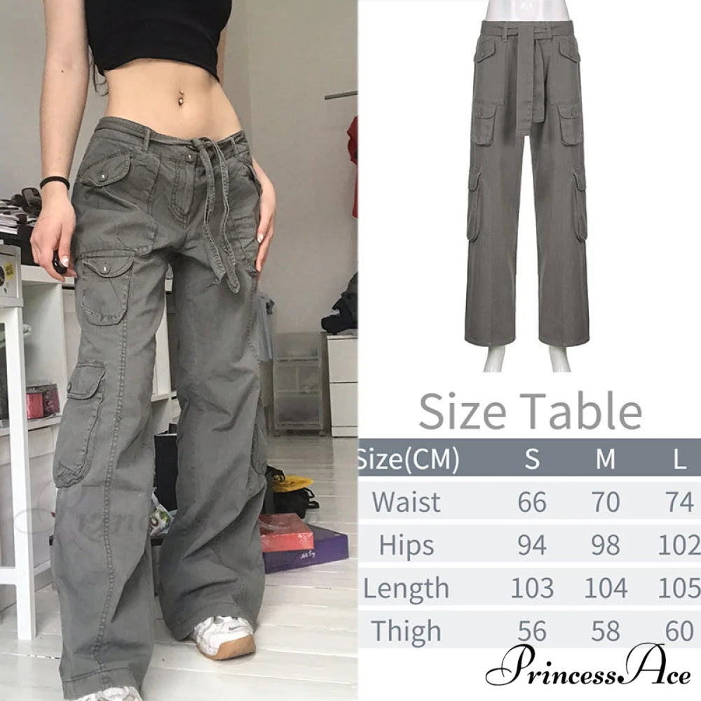 Y2K Baggy Streetwear Fairycore Cargo Pants Gray / S