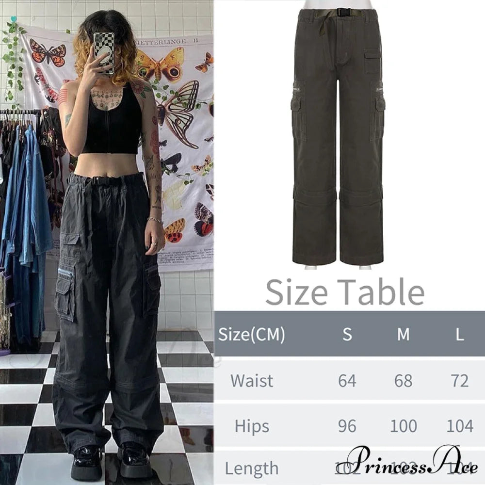 Y2K Baggy Streetwear Fairycore Cargo Pants Gray11 / S