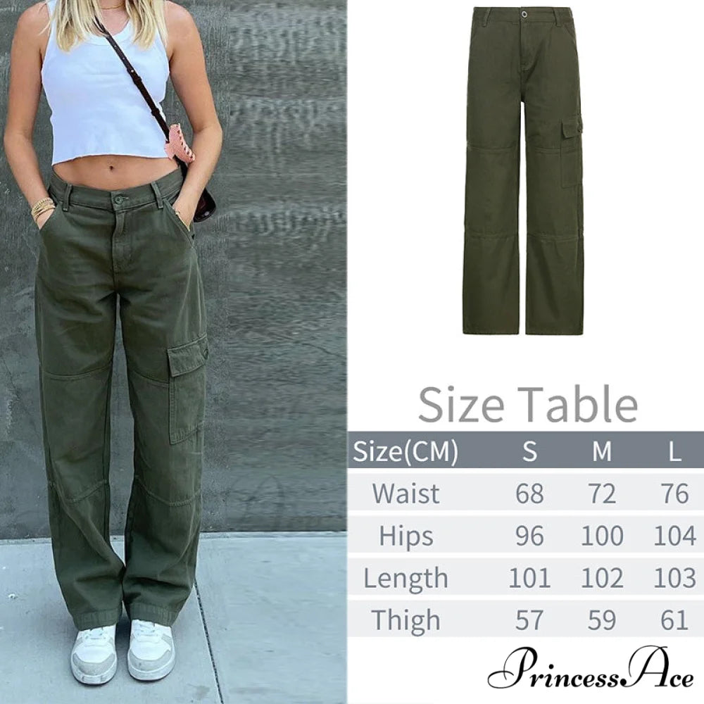 Y2K Baggy Streetwear Fairycore Cargo Pants Green / S