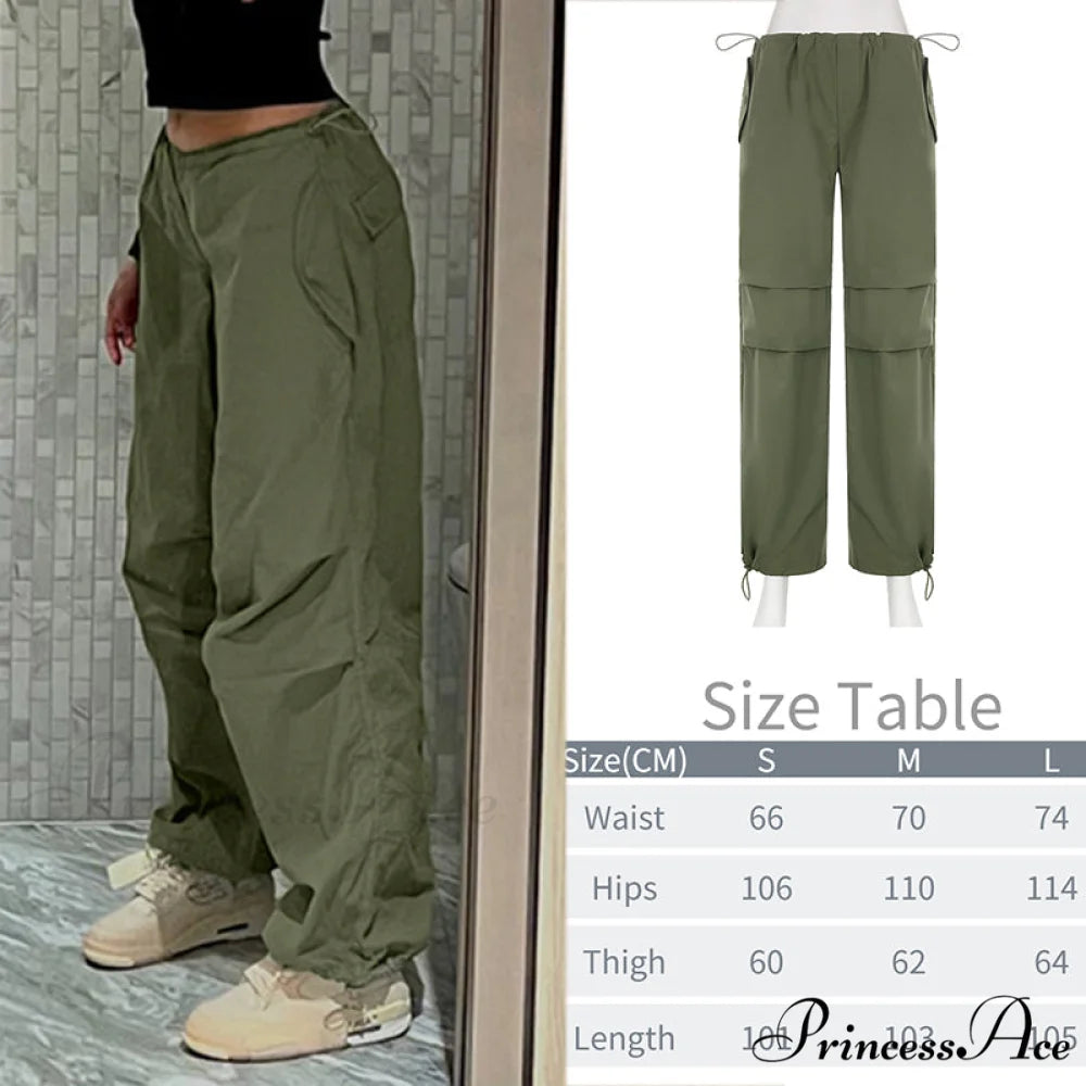 Y2K Baggy Streetwear Fairycore Cargo Pants Green2 / S