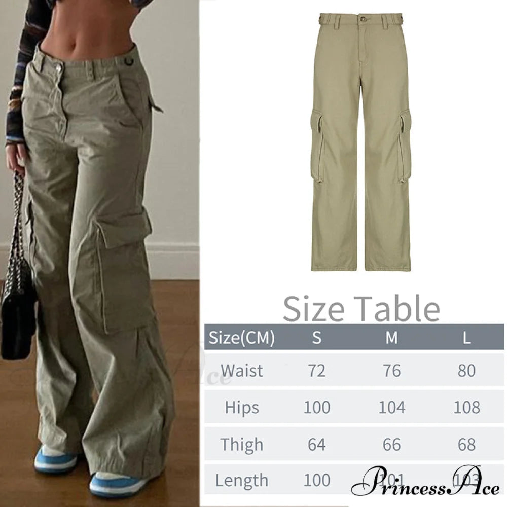 Y2K Baggy Streetwear Fairycore Cargo Pants Green7 / S