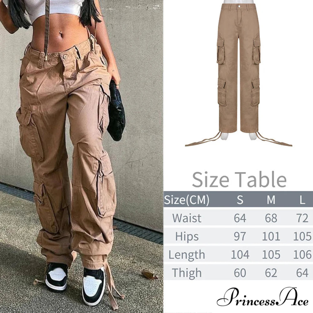Y2K Baggy Streetwear Fairycore Cargo Pants Khaki1 / S