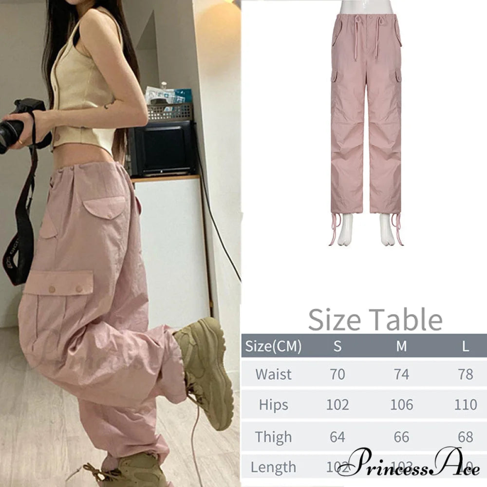 Y2K Baggy Streetwear Fairycore Cargo Pants Pink / S
