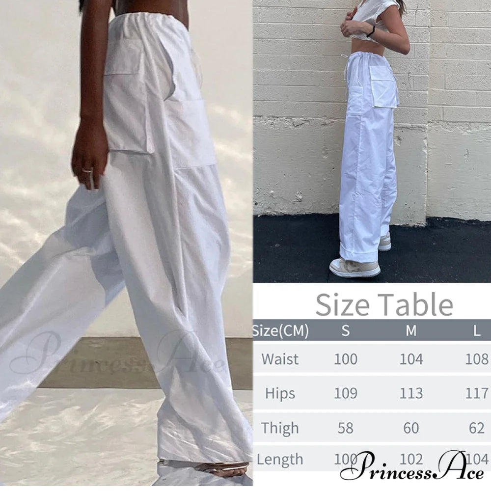 Y2K Baggy Streetwear Fairycore Cargo Pants white5 / S