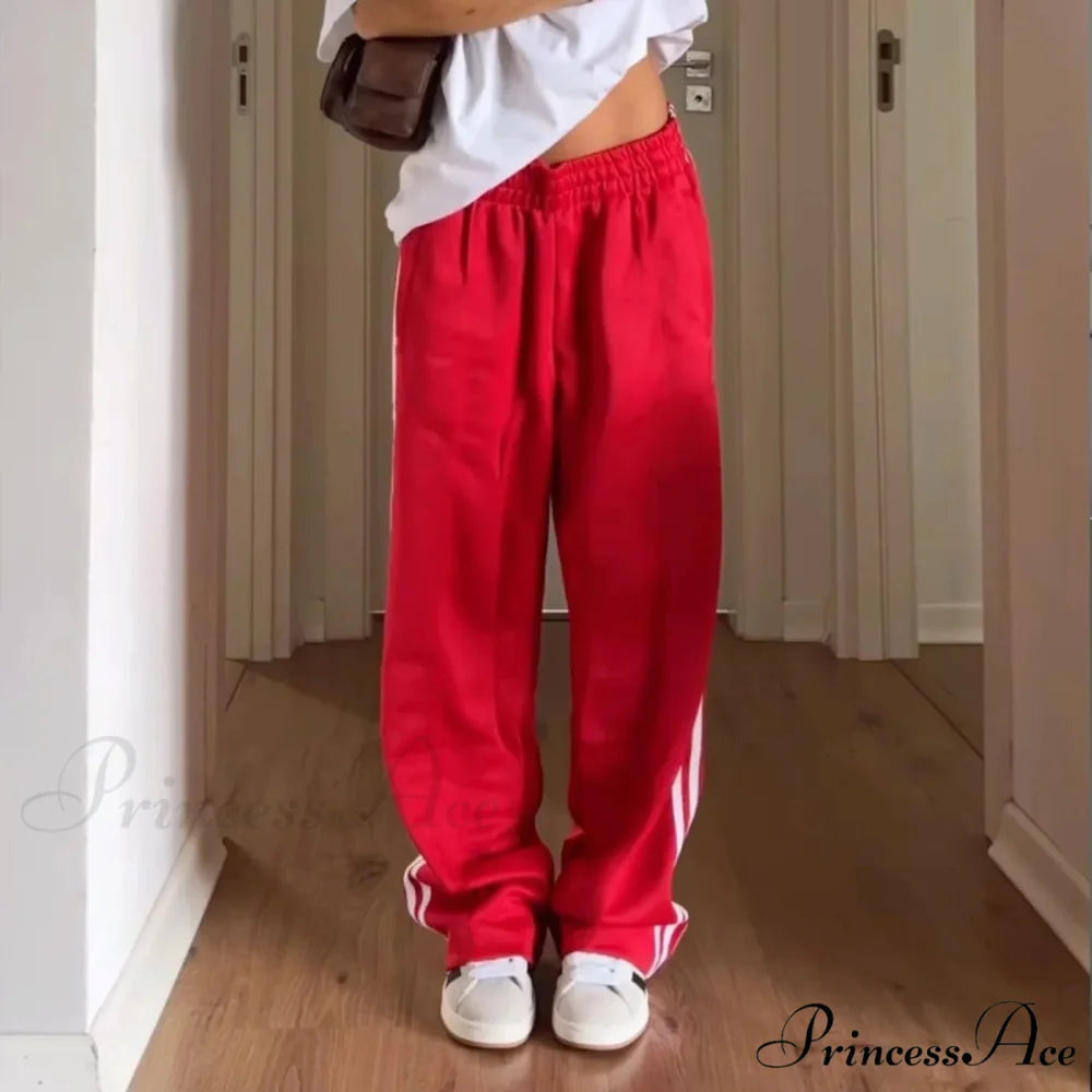 Y2K Banded Loose Track Jogger Sweatpants Pant pant-250223