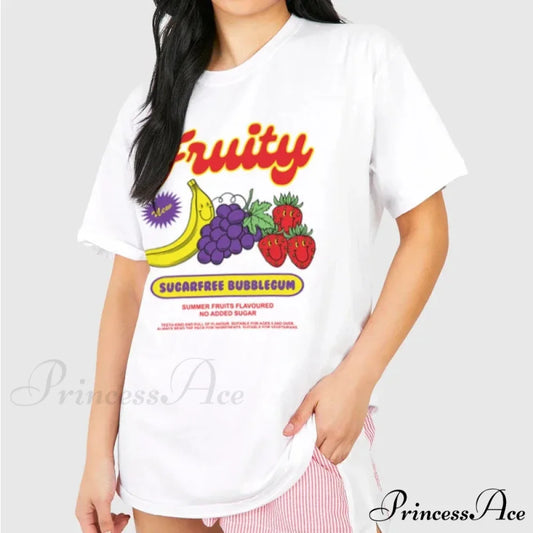 Y2K Cartoon Fruit Vintage T-shirt WHITE / S t-shirt-250223
