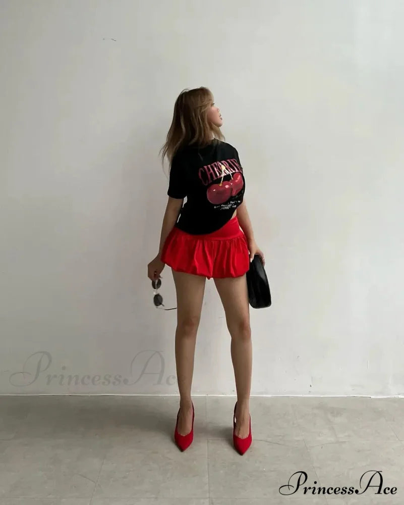 Y2K Cherry Visual T-shirt Skirt Collection t-shirt-250223
