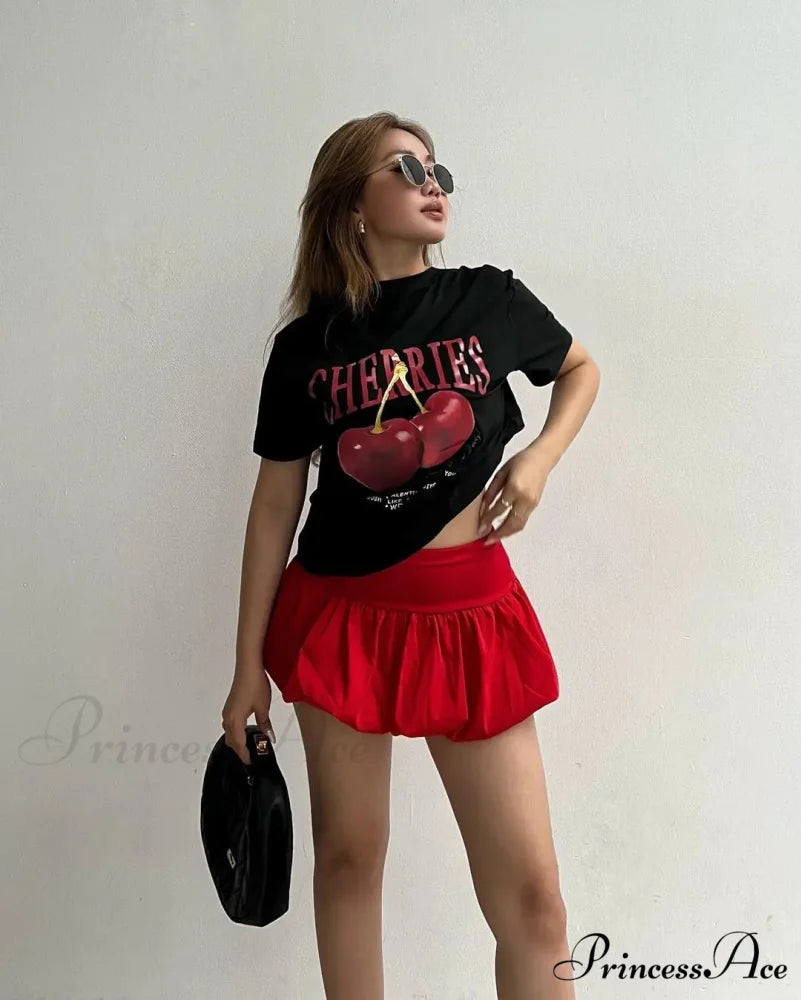 Y2K Cherry Visual T-shirt Skirt Collection t-shirt-250223