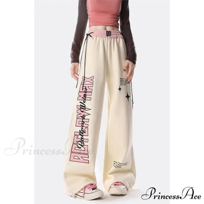 Y2K Correspondence Printed Trousers beige / S pants-241228