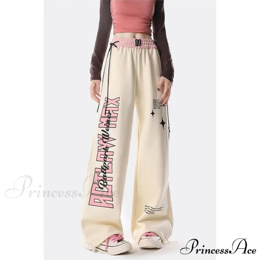 Y2K Correspondence Printed Trousers beige / S pants-241228