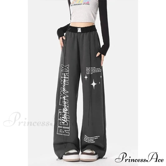 Y2K Correspondence Printed Trousers Black / S pants-241228