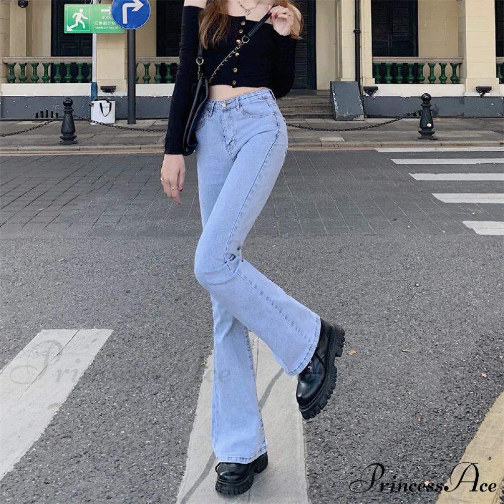 Y2K Cute Pink Heart Shape Jeans Sky Blue / S