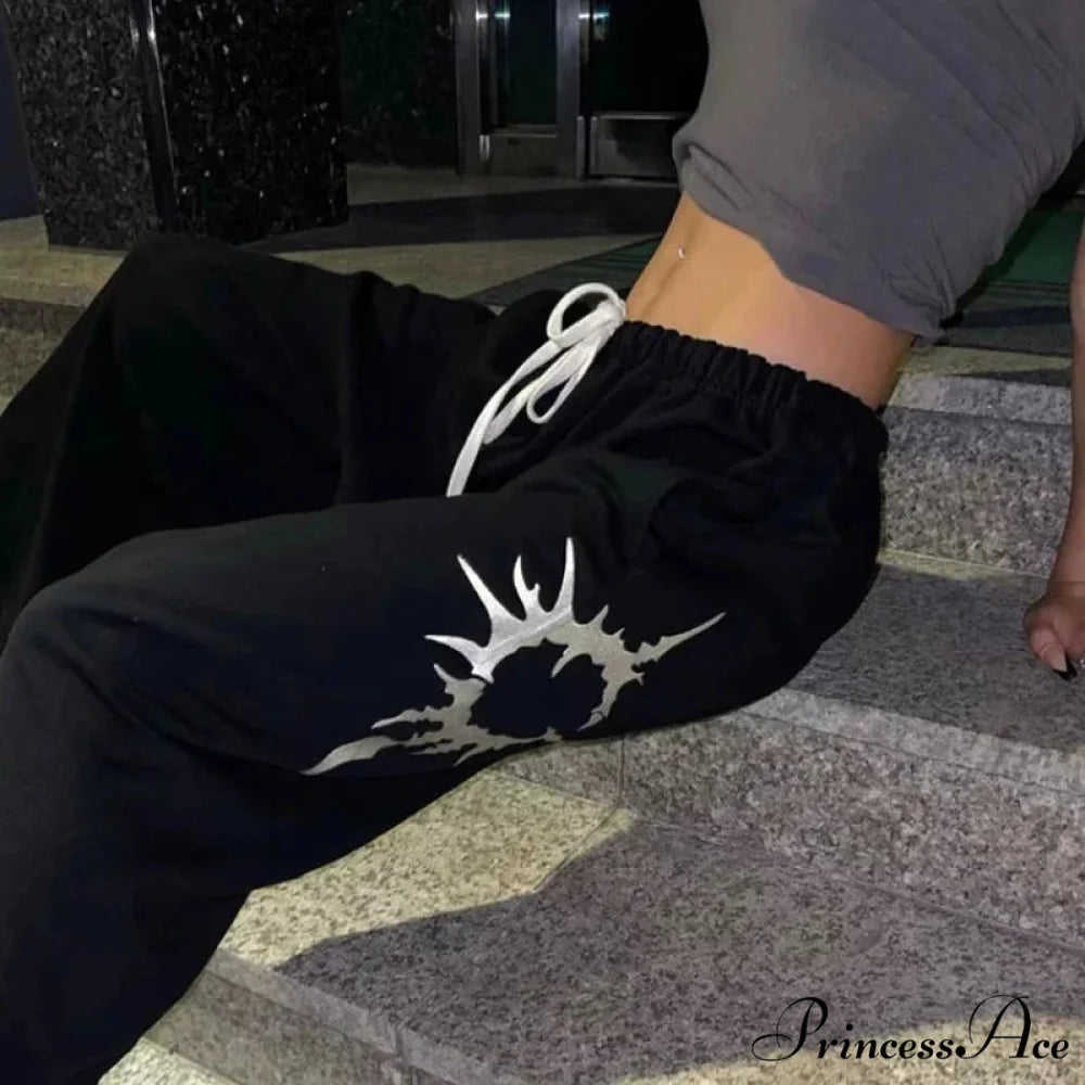 Y2K Dark Baggy Trousers pants-241228