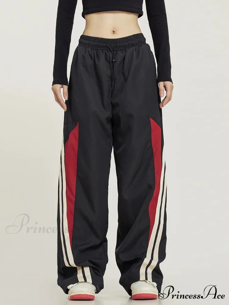 Y2K Dark Large Loose-Fitting Trousers pants-241228