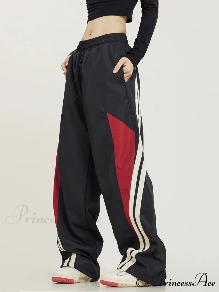 Y2K Dark Large Loose-Fitting Trousers pants-241228