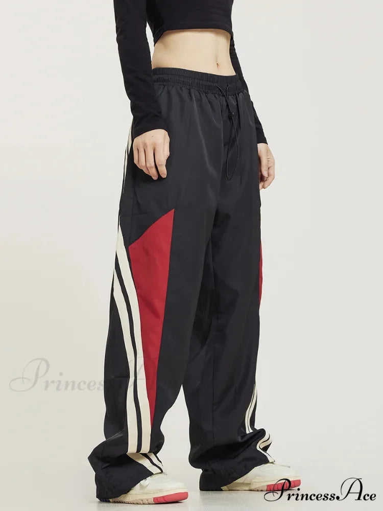 Y2K Dark Large Loose-Fitting Trousers pants-241228