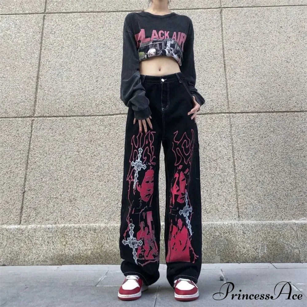 Y2K Dark Urban Loose Trousers pants-241228