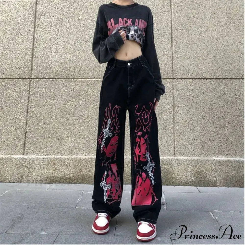 Y2K Dark Urban Loose Trousers pants-241228