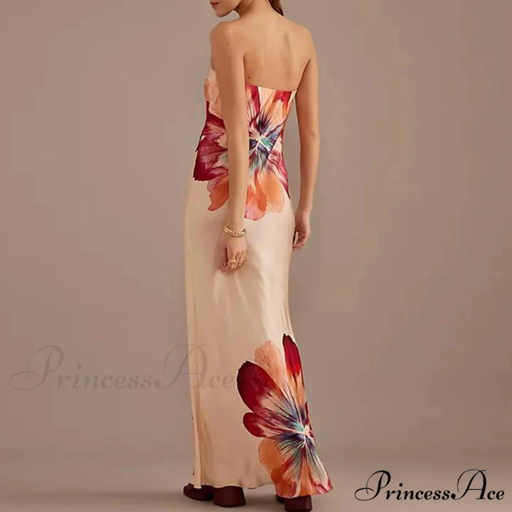 Y2K Flowery Tube Bandeau Open-back Sundress floraldress-250126