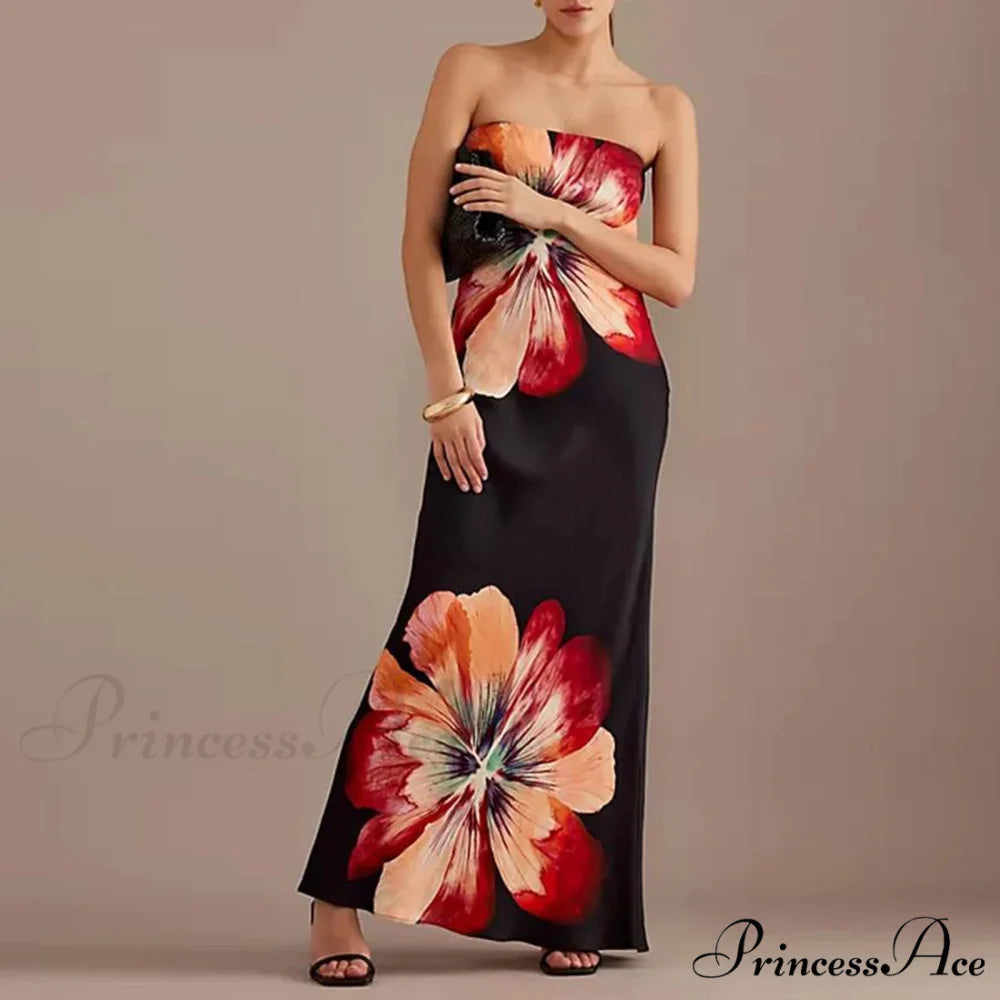 Y2K Flowery Tube Bandeau Open-back Sundress floraldress-250126