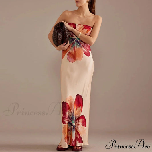 Y2K Flowery Tube Bandeau Open-back Sundress floraldress-250126