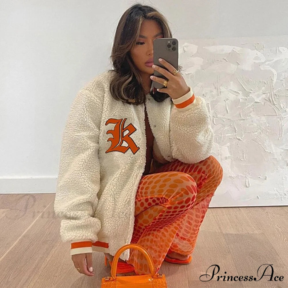 Y2k Green Print Fashion Baseball Jacket 3 / S