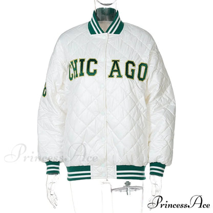 Y2k Green Print Fashion Baseball Jacket