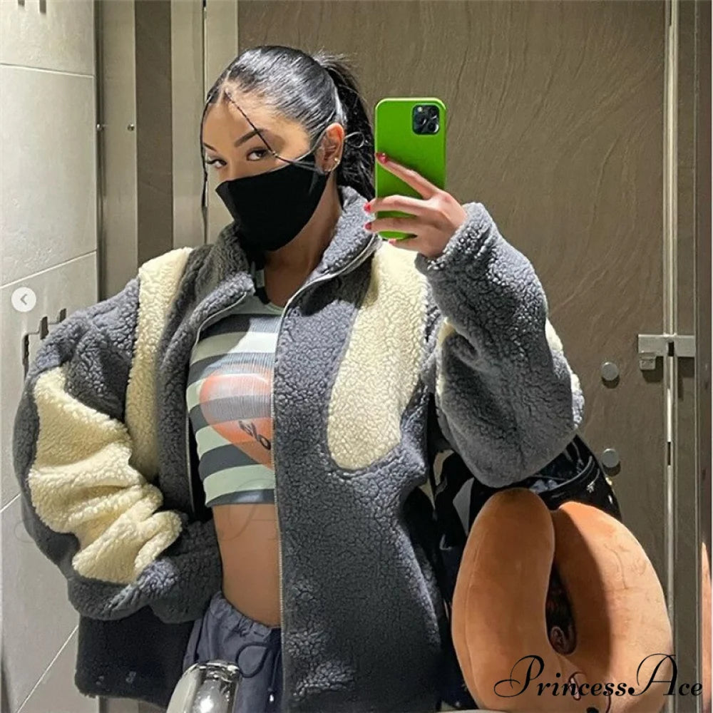 Y2k Green Print Fashion Baseball Jacket 6 / S