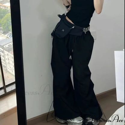 Y2K Grey Parachute Loose Trousers pants-241228
