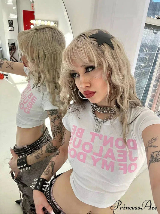 Y2k Harajuku Correspondence Print Crop Top T-shirt t-shirt-250223