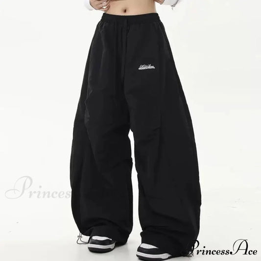 Y2K Harajuku Women Broad Leg Trousers Black / S pants-241228