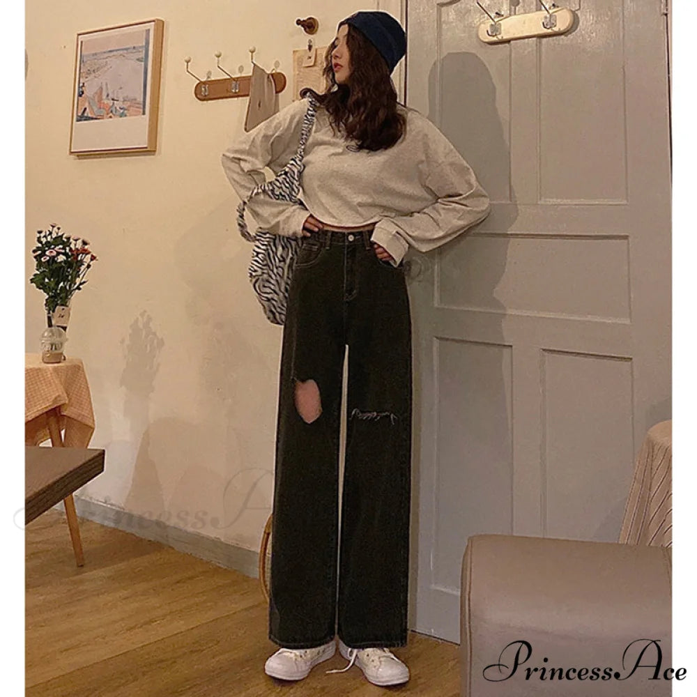 Y2k Heart Hole Flared Jeans