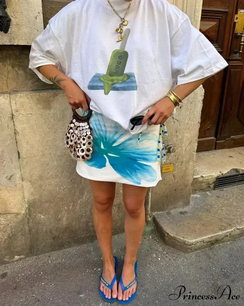 Y2K Informal Wine Bottle Graphic T-shirt white8 / S t-shirt-250223