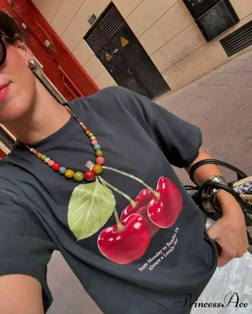 Y2K Informal Wine Bottle Graphic T-shirt white9 / S t-shirt-250223