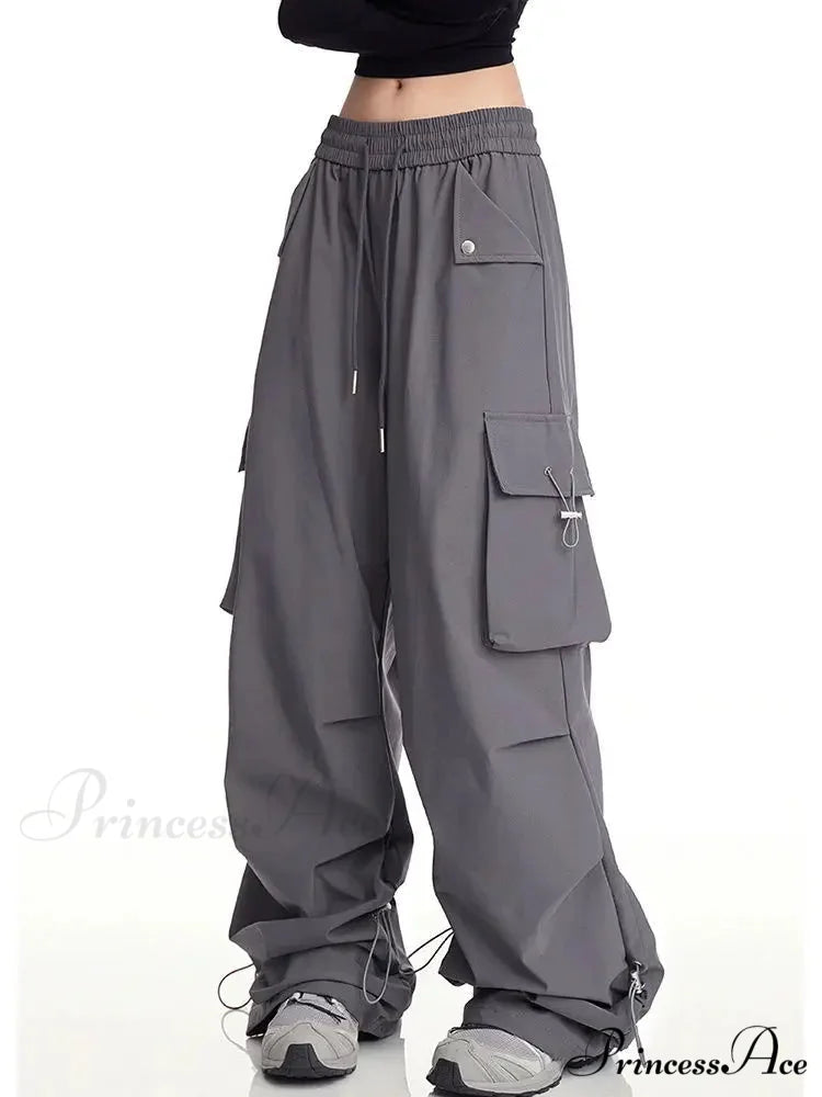 Y2K Ivory Cargo Baggy Trousers Gray / M pants-241228
