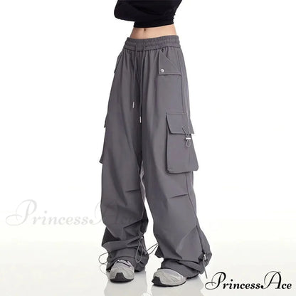 Y2K Ivory Cargo Baggy Trousers pants-241228