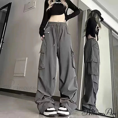 Y2K Ivory Cargo Baggy Trousers pants-241228