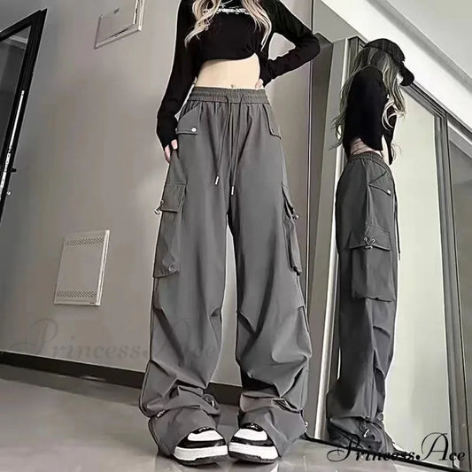 Y2K Ivory Cargo Baggy Trousers pants-241228