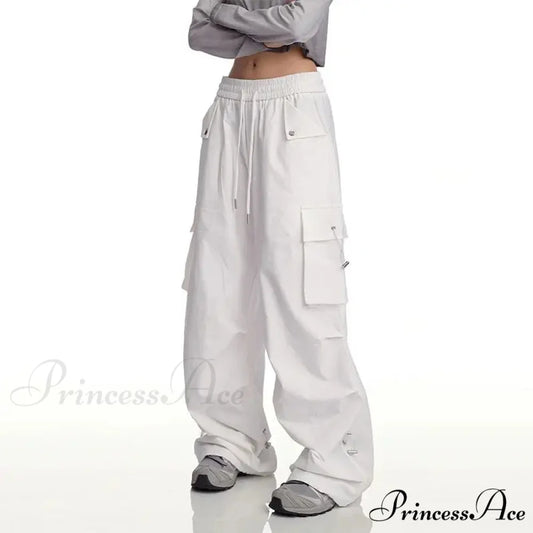 Y2K Ivory Cargo Baggy Trousers White / M pants-241228