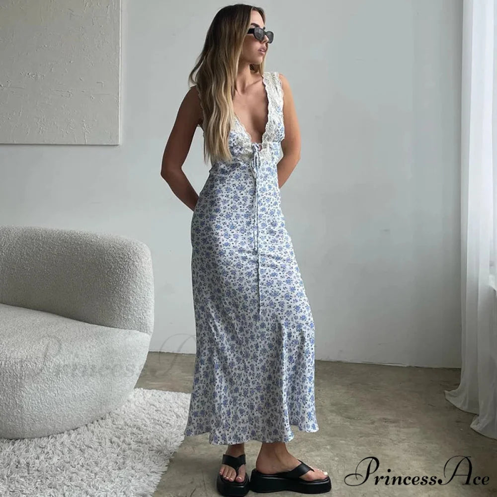 Y2K Lace Trim Extended Holiday Dress vacationdress-250223