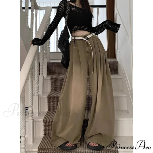 Y2K Large Cargo Loose Women Trousers pants-241228